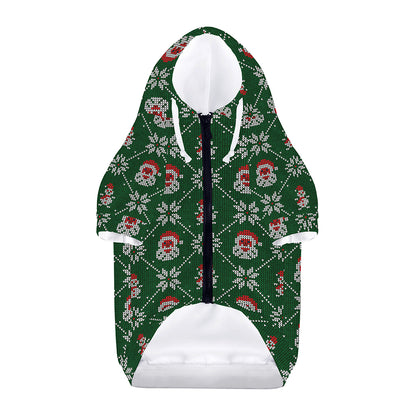 Santa Claus Knitted Pattern Print Dog Zip Up Hoodie