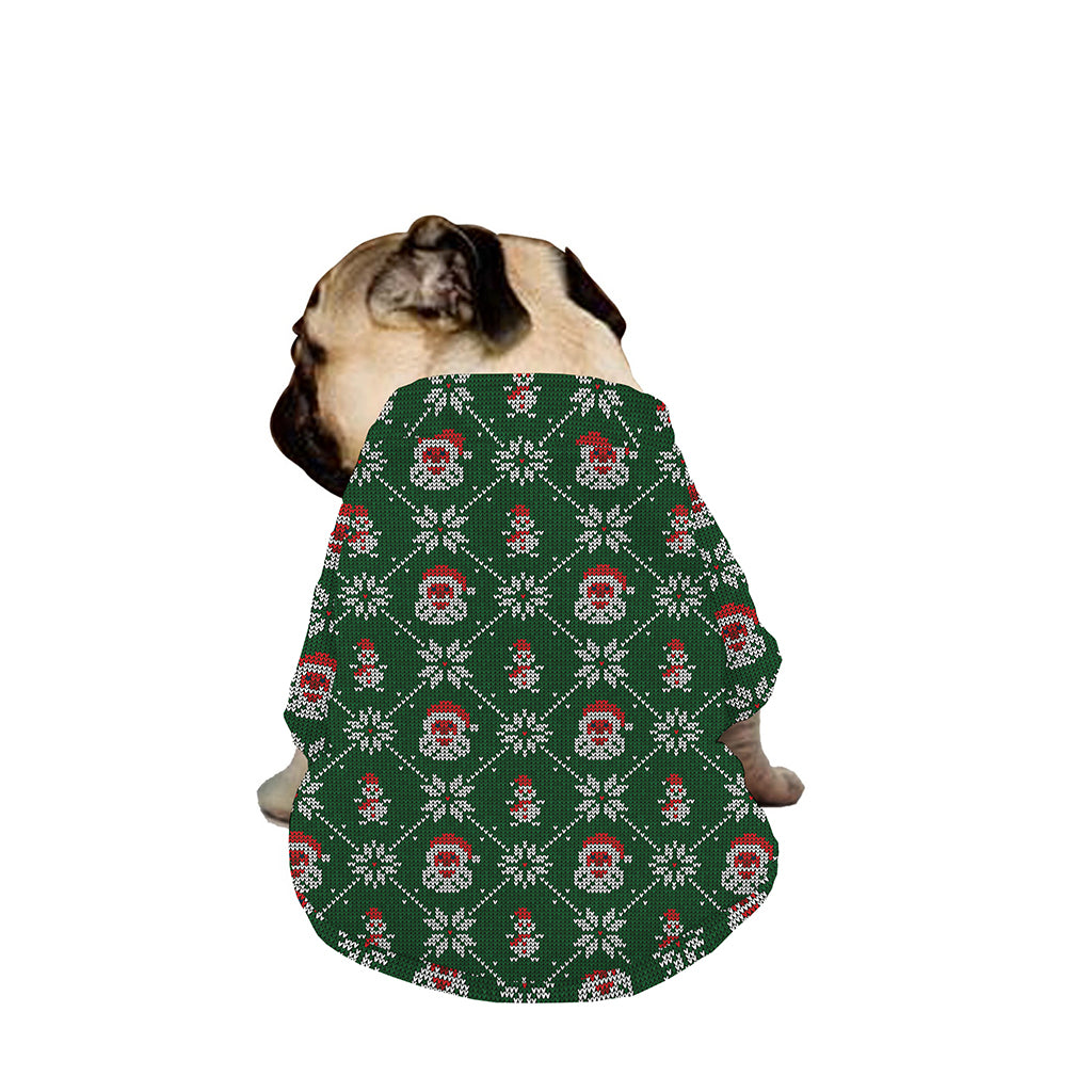 Santa Claus Knitted Pattern Print Dog Zip Up Jacket