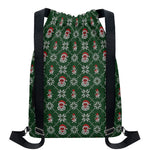 Santa Claus Knitted Pattern Print Drawstring Backpack