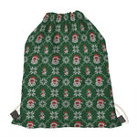 Santa Claus Knitted Pattern Print Drawstring Bag