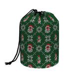 Santa Claus Knitted Pattern Print Drawstring Makeup Bag