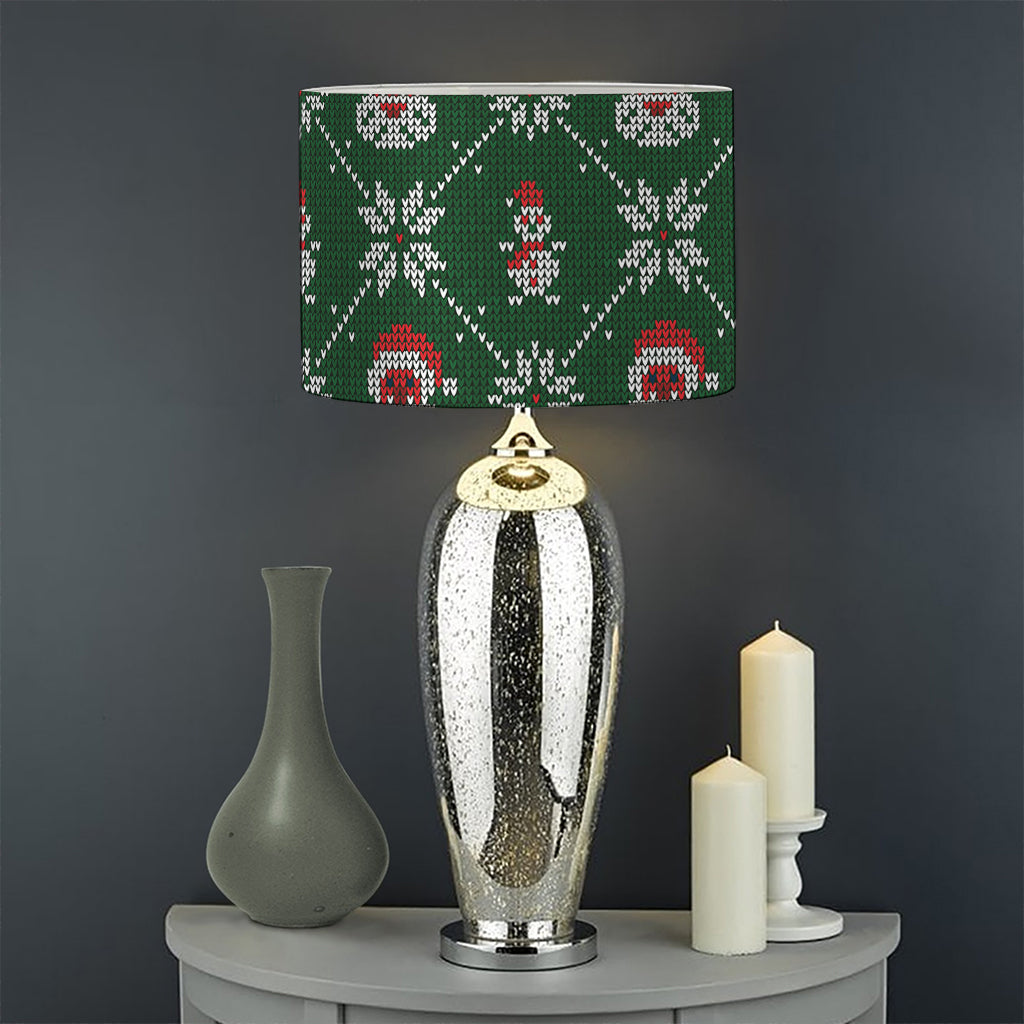 Santa Claus Knitted Pattern Print Drum Lamp Shade