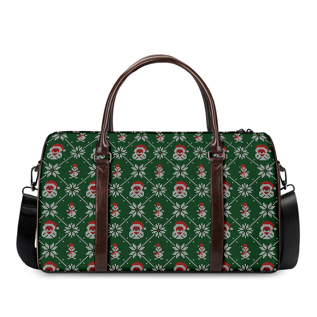 Santa Claus Knitted Pattern Print Duffle Bag
