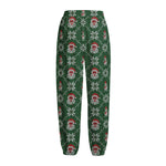 Santa Claus Knitted Pattern Print Fleece Lined Knit Pants