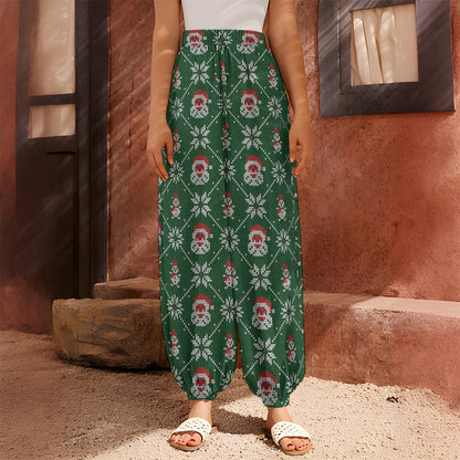Santa Claus Knitted Pattern Print Harem Pants