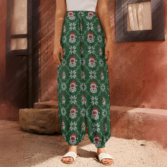 Santa Claus Knitted Pattern Print Harem Pants