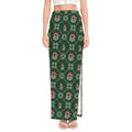 Santa Claus Knitted Pattern Print High Slit Maxi Skirt