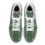 Santa Claus Knitted Pattern Print High Top Leather Sneakers