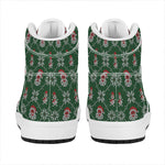 Santa Claus Knitted Pattern Print High Top Leather Sneakers