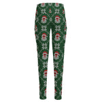Santa Claus Knitted Pattern Print High-Waisted Pocket Leggings