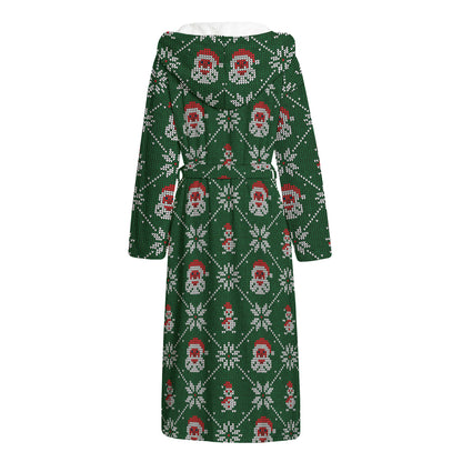 Santa Claus Knitted Pattern Print Hooded Bathrobe