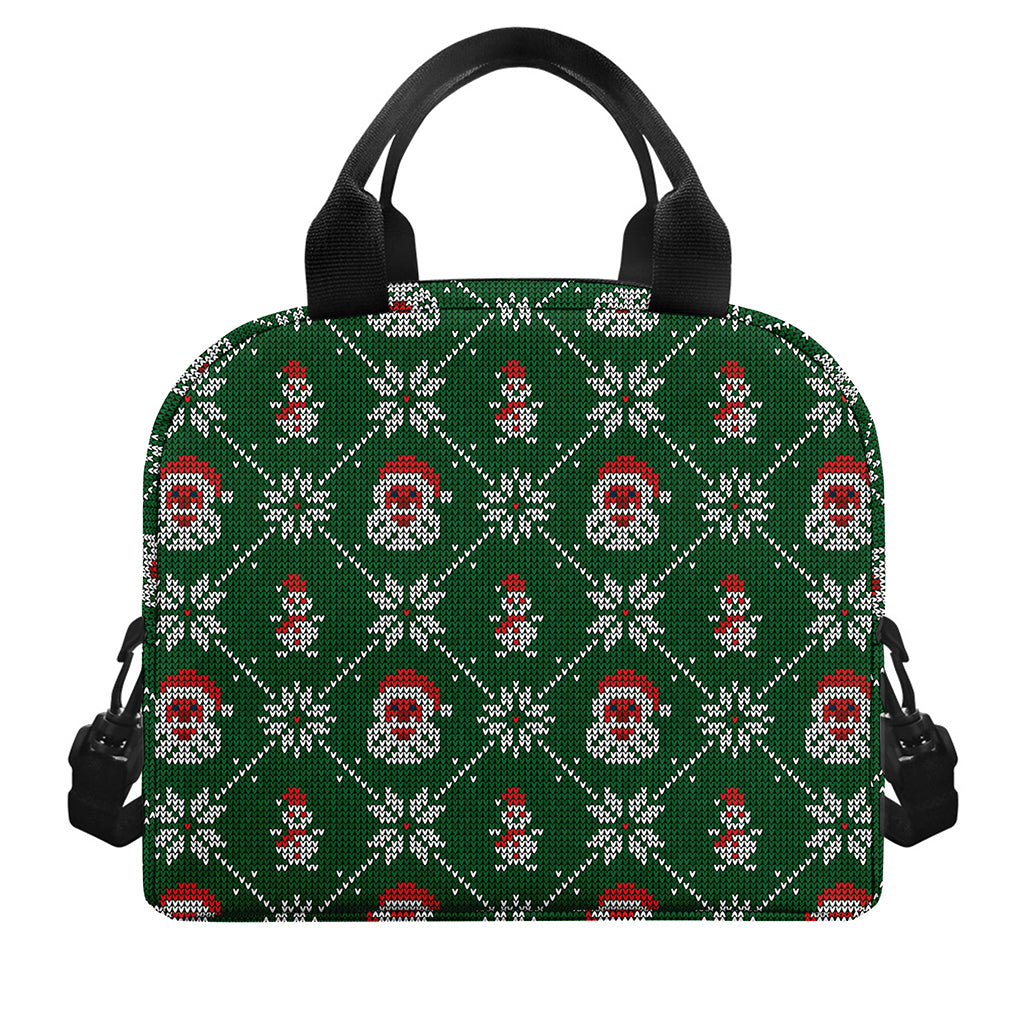 Santa Claus Knitted Pattern Print Insulated Lunch Bag