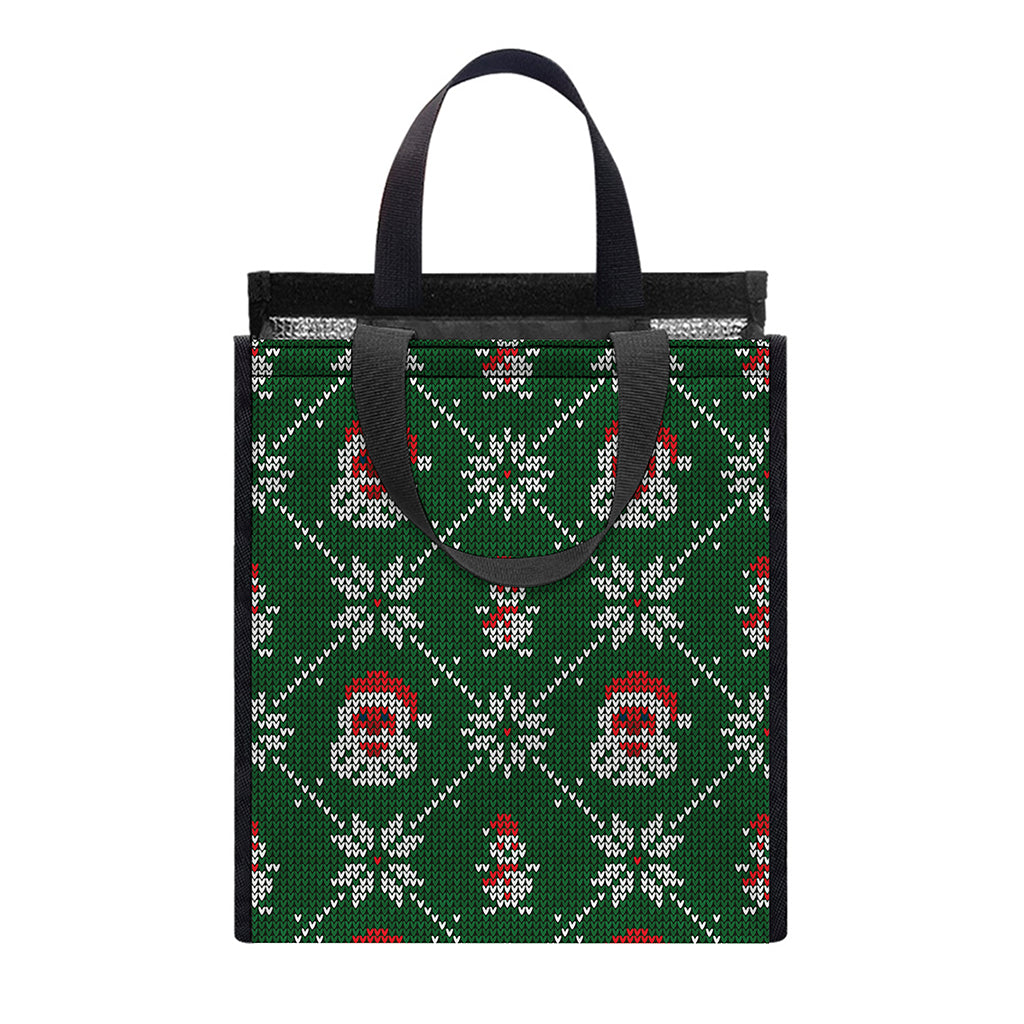 Santa Claus Knitted Pattern Print Insulated Lunch Tote