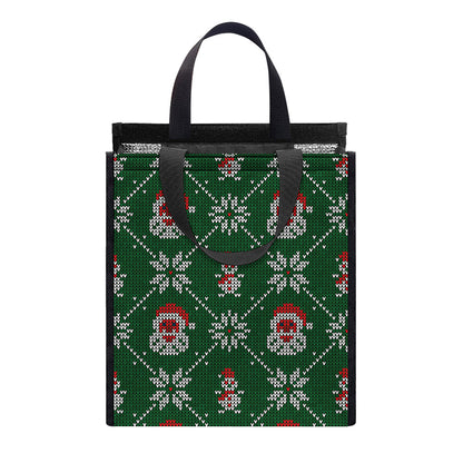 Santa Claus Knitted Pattern Print Insulated Lunch Tote