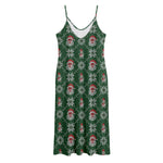 Santa Claus Knitted Pattern Print Jersey Midi Cami Dress