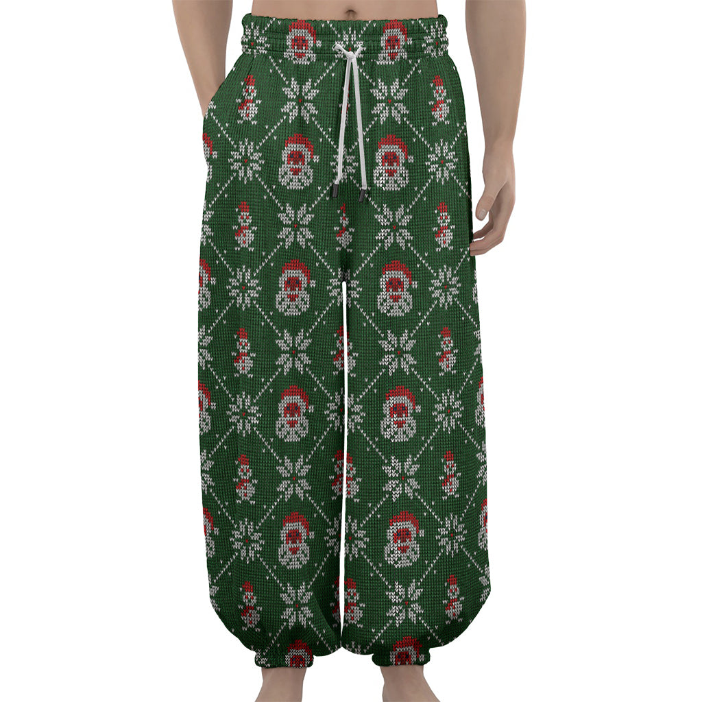 Santa Claus Knitted Pattern Print Lantern Pants