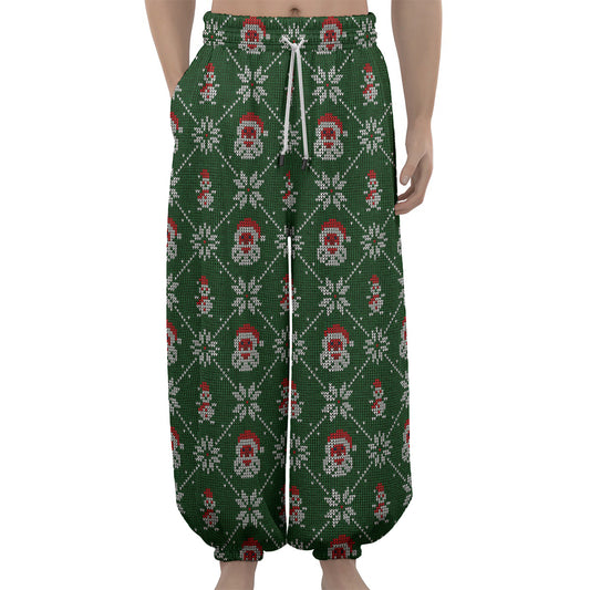 Santa Claus Knitted Pattern Print Lantern Pants