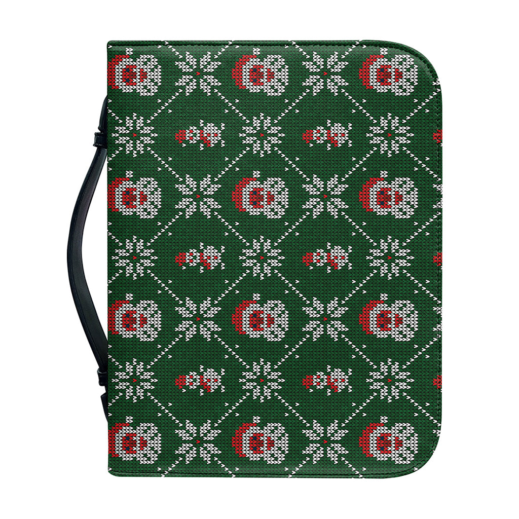 Santa Claus Knitted Pattern Print Leather Bible Cover