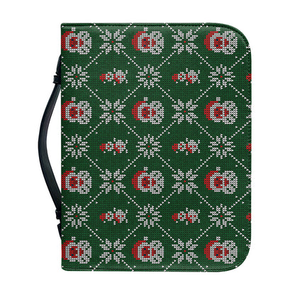Santa Claus Knitted Pattern Print Leather Bible Cover