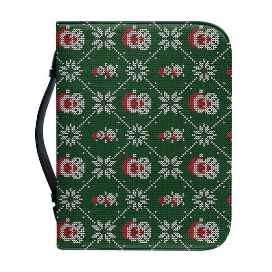 Santa Claus Knitted Pattern Print Leather Bible Cover