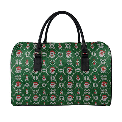 Santa Claus Knitted Pattern Print Leather Duffle Bag