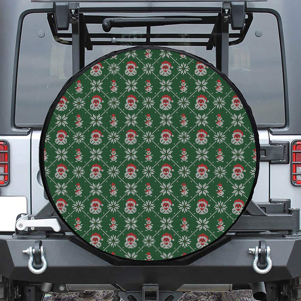 Santa Claus Knitted Pattern Print Leather Spare Tire Cover