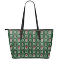 Santa Claus Knitted Pattern Print Leather Tote Bag With Zipper