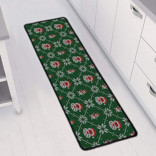 Santa Claus Knitted Pattern Print Long Kitchen Mat