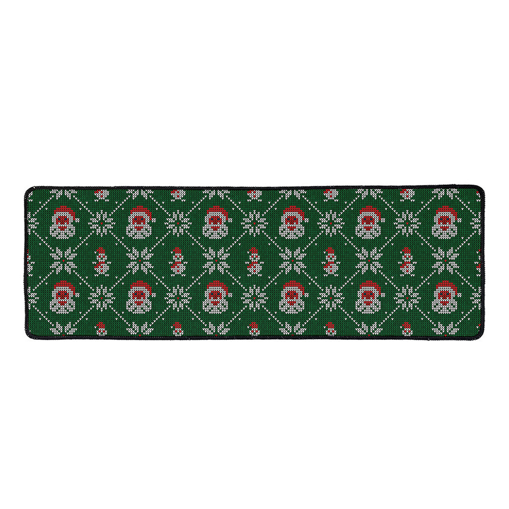 Santa Claus Knitted Pattern Print Long Kitchen Mat