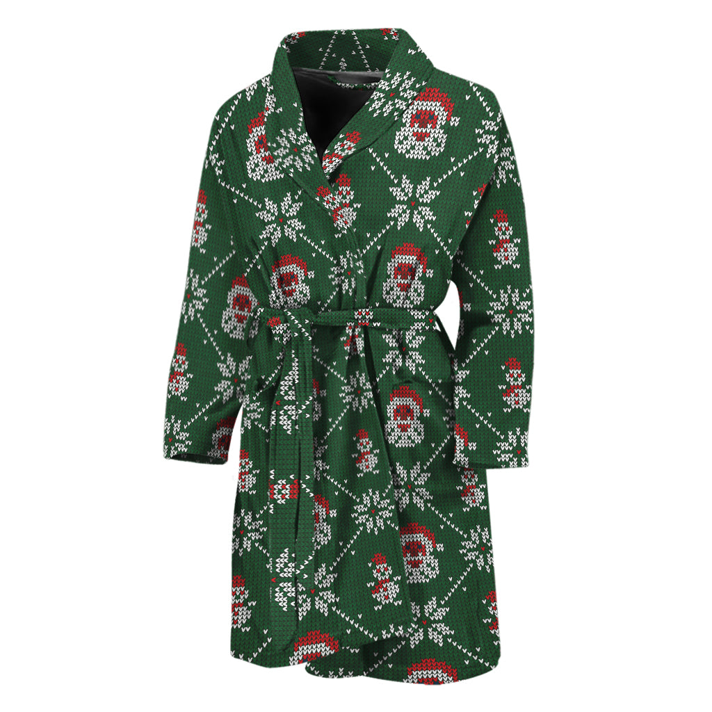 Santa Claus Knitted Pattern Print Men's Bathrobe