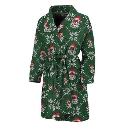 Santa Claus Knitted Pattern Print Men's Bathrobe