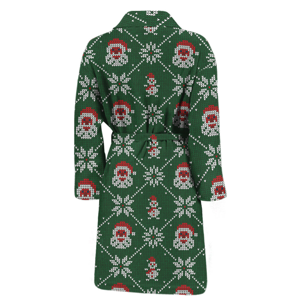 Santa Claus Knitted Pattern Print Men's Bathrobe