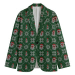 Santa Claus Knitted Pattern Print Men's Blazer
