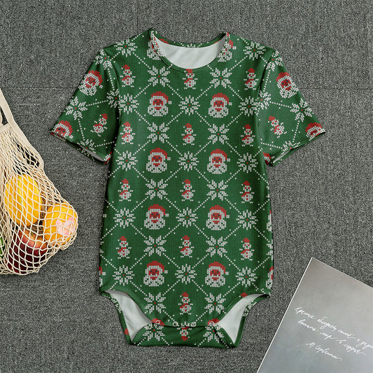 Santa Claus Knitted Pattern Print Men's Bodysuit
