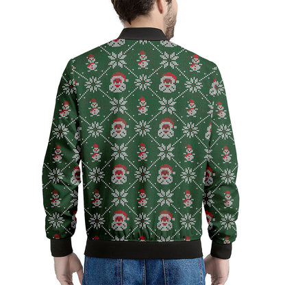 Santa Claus Knitted Pattern Print Men's Bomber Jacket