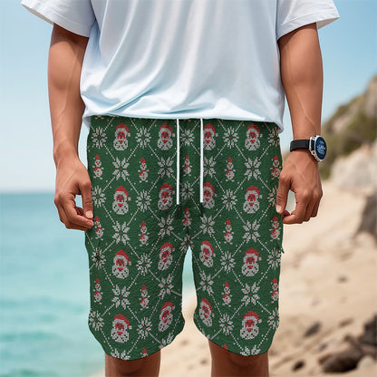 Santa Claus Knitted Pattern Print Men's Cargo Shorts