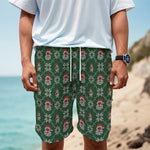 Santa Claus Knitted Pattern Print Men's Cargo Shorts