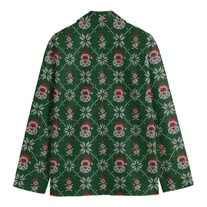Santa Claus Knitted Pattern Print Men's Cotton Blazer