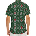 Santa Claus Knitted Pattern Print Men's Deep V-Neck Shirt