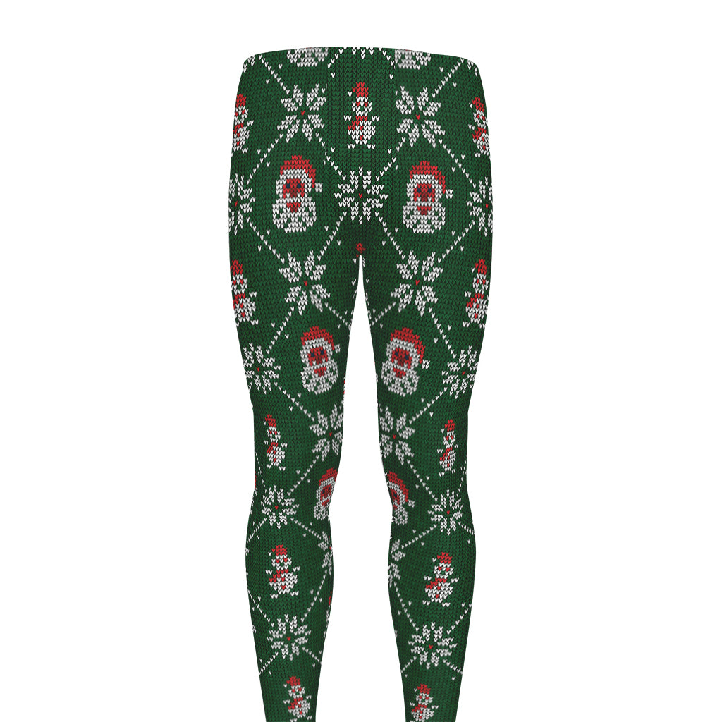 Santa Claus Knitted Pattern Print Men's leggings