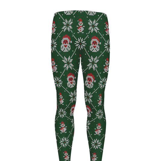 Santa Claus Knitted Pattern Print Men's leggings