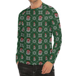 Santa Claus Knitted Pattern Print Men's Long Sleeve Rash Guard