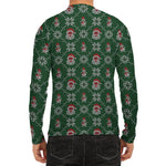 Santa Claus Knitted Pattern Print Men's Long Sleeve Rash Guard