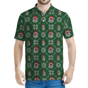 Santa Claus Knitted Pattern Print Men's Polo Shirt