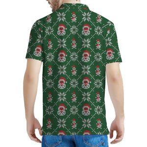 Santa Claus Knitted Pattern Print Men's Polo Shirt