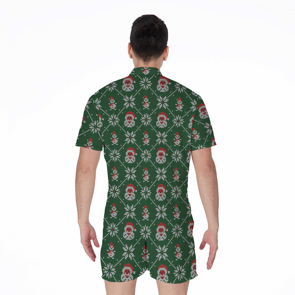 Santa Claus Knitted Pattern Print Men's Rompers