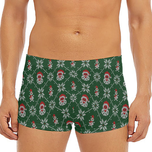 Santa Claus Knitted Pattern Print Men's Short Boxer Briefs