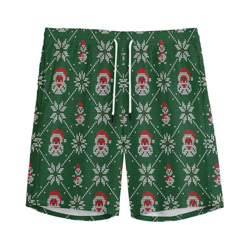 Santa Claus Knitted Pattern Print Men's Sports Shorts