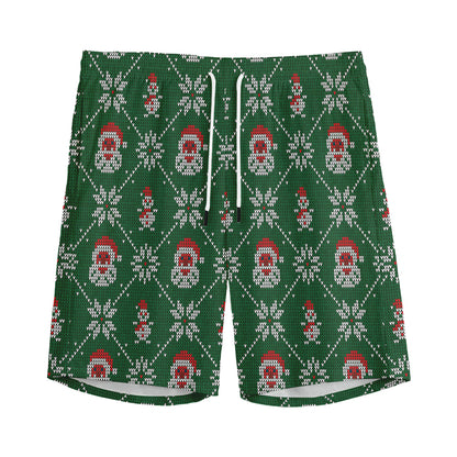 Santa Claus Knitted Pattern Print Men's Sports Shorts