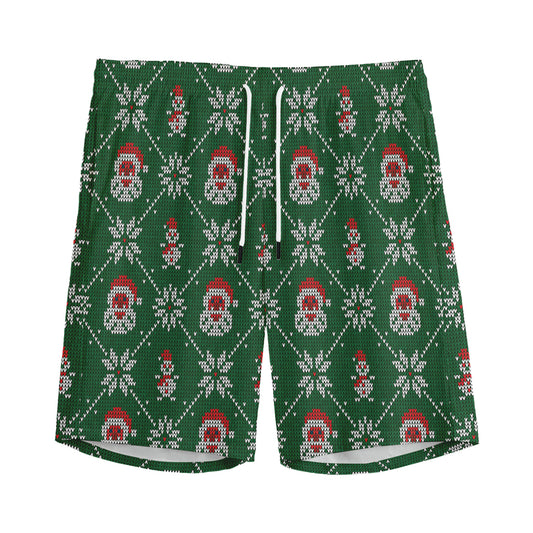 Santa Claus Knitted Pattern Print Men's Sports Shorts